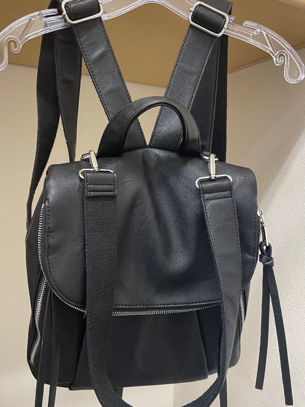 Black PU leather Backpack/Urban Expressions/ Tons of compartments